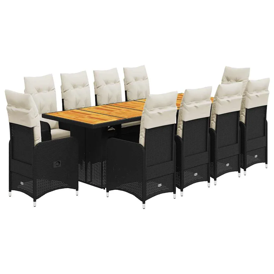 Ensemble de bistro de jardin 11 pcs coussins noir poly rotin - 2