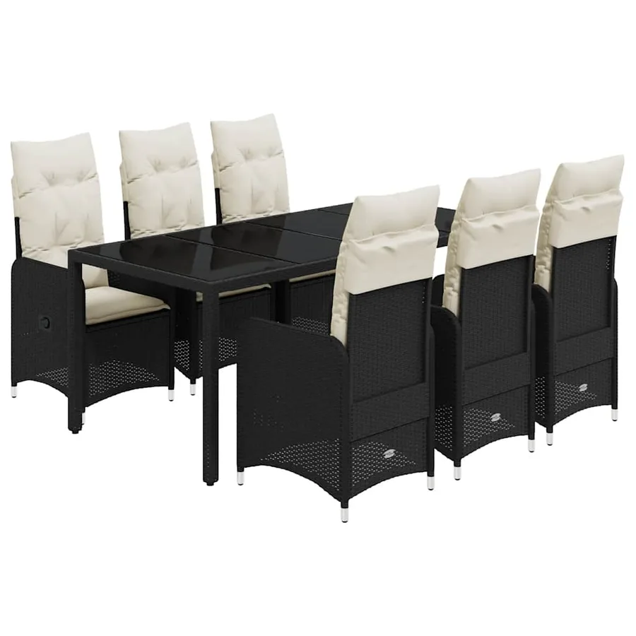 Ensemble de bistro de jardin 7 pcs coussins noir poly rotin - 2