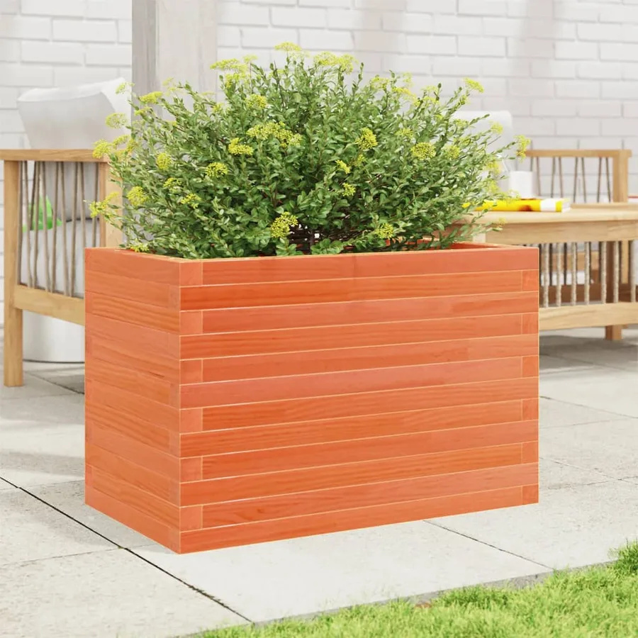 Jardinière cire marron 70x40x46 cm bois de pin massif - 3
