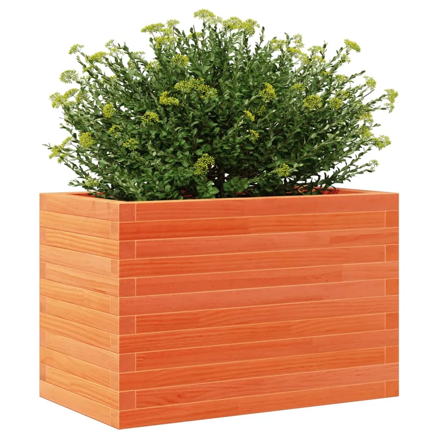 Jardinière cire marron 70x40x46 cm bois de pin massif - 4