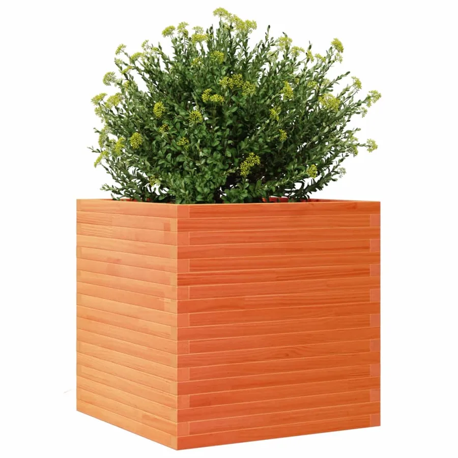 Jardinière cire marron 70x70x68,5 cm bois de pin massif - 4