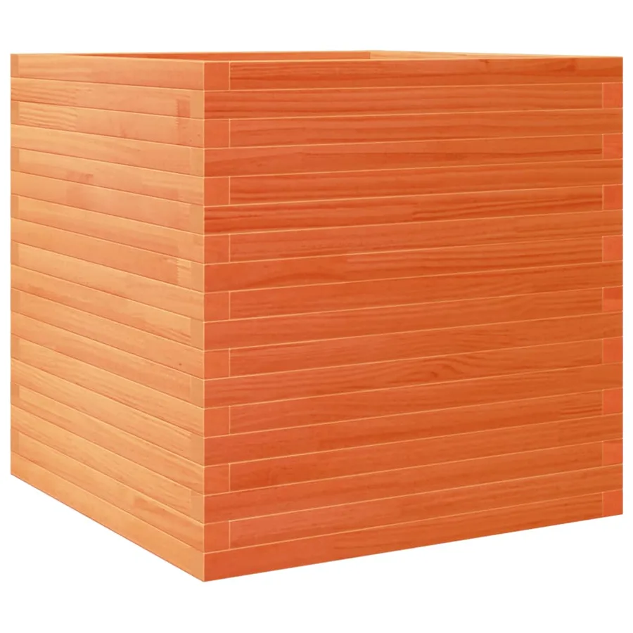 Jardinière cire marron 70x70x68,5 cm bois de pin massif - 7