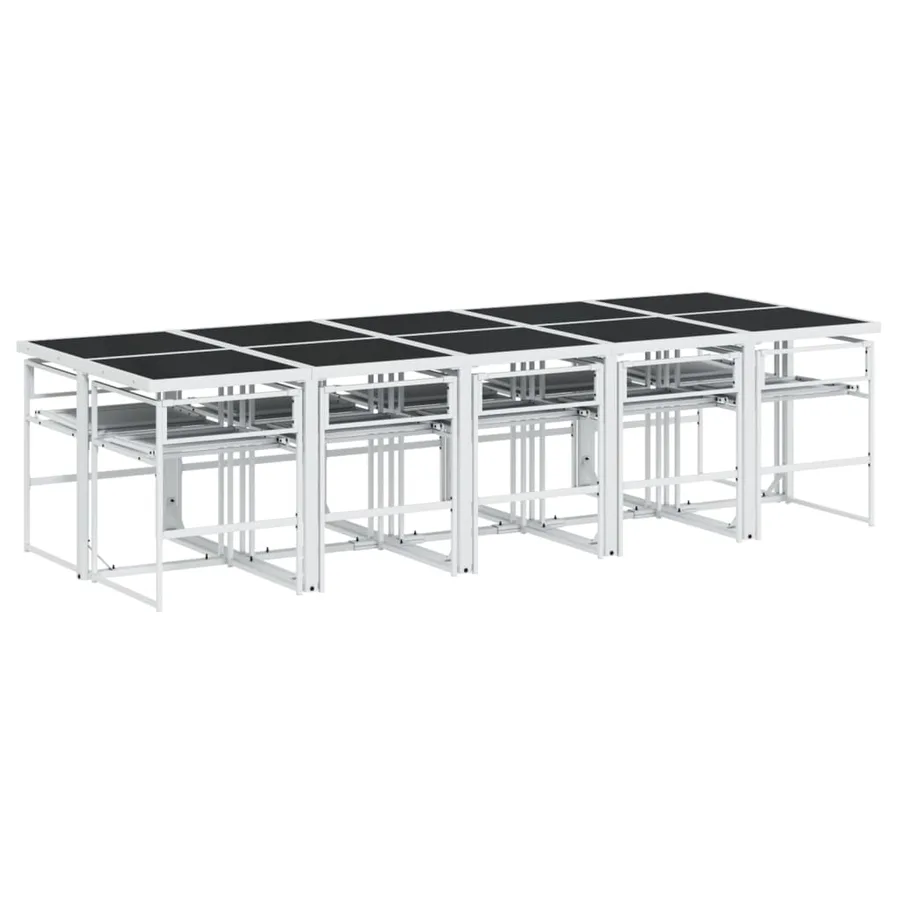 Ensemble à manger de jardin avec coussins 11pcs blanc textilène - 5