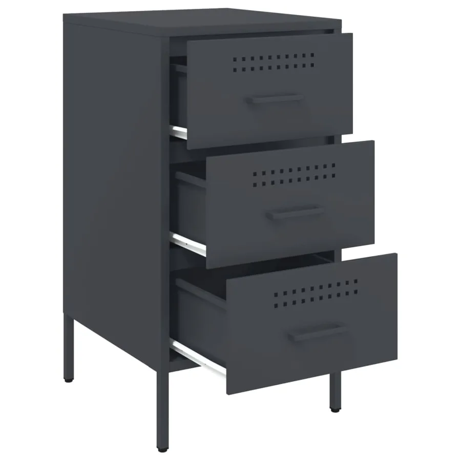 Table de chevet 2 pcs anthracite 36x39x68 cm acier - 9