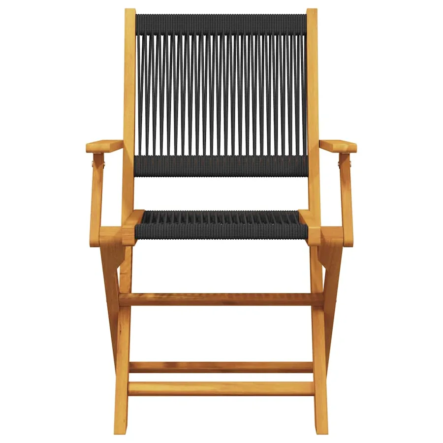 Ensemble de bistro 3 pcs noir polypropylène et bois massif - 3