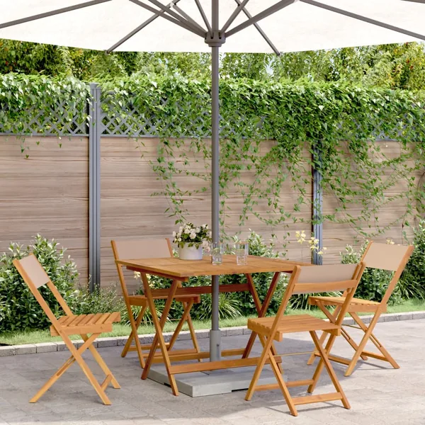 Ensemble à manger de jardin 5 pcs taupe tissu et bois massif