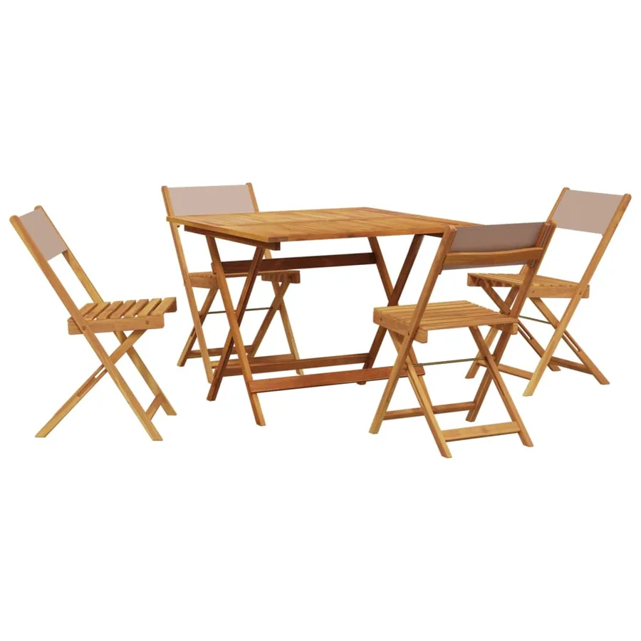 Ensemble à manger de jardin 5 pcs taupe tissu et bois massif - 2