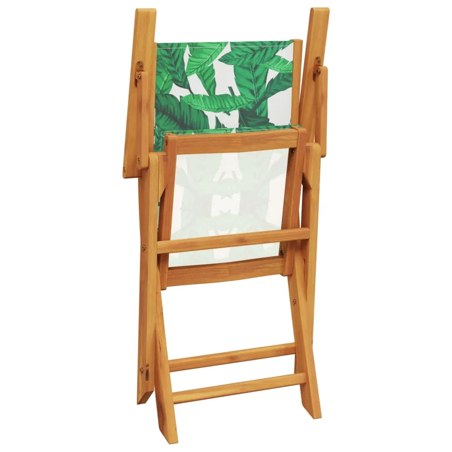 Ensemble à manger de jardin 5 pcs motif de feuilles tissu bois - 7