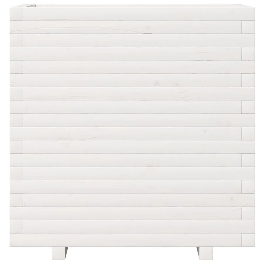 Jardinière blanc 70x40x72,5 cm bois de pin massif - 5