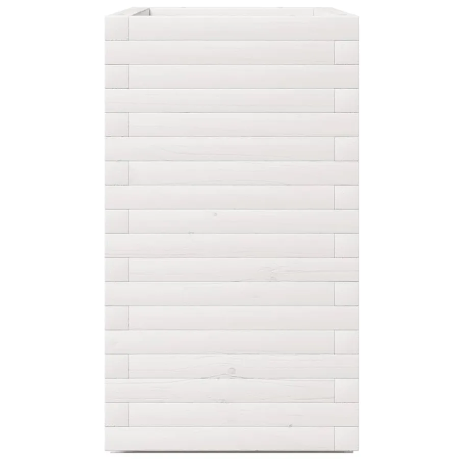 Jardinière blanc 70x40x72,5 cm bois de pin massif - 6