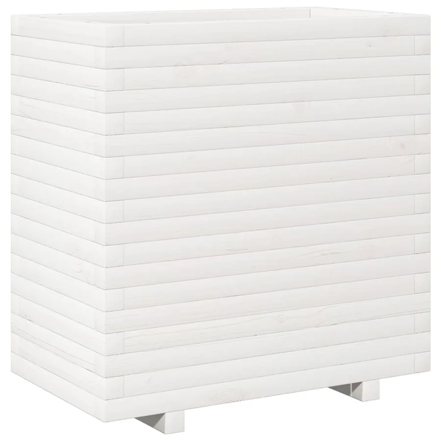 Jardinière blanc 70x40x72,5 cm bois de pin massif - 7
