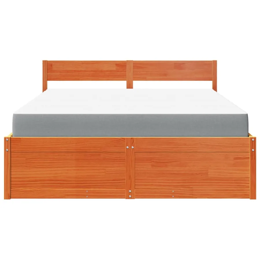 Lit avec tiroirs/matelas cire marron 160x200 cm bois massif pin - 4