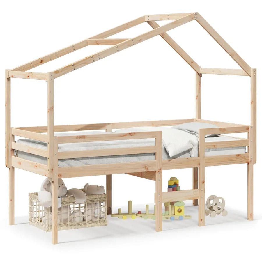 Lit haut sans matelas 80x200 cm bois de pin massif - 2