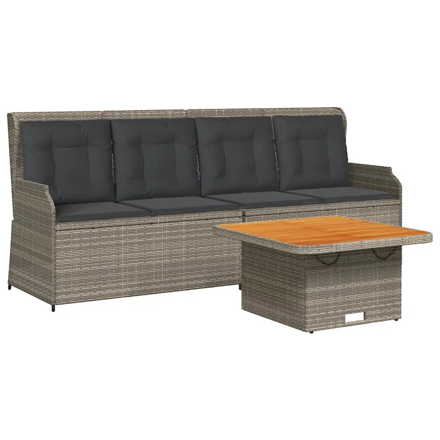 Salon de jardin 3 pcs avec coussins Gris Résine tressée - 2