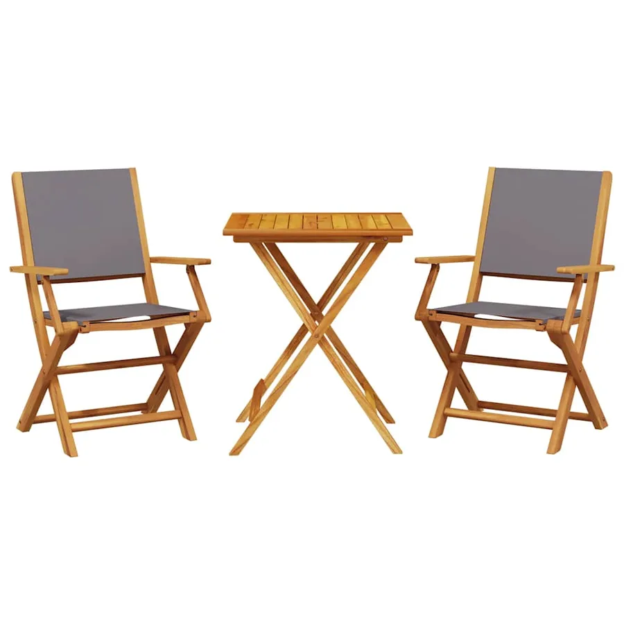 Ensemble de bistro 3 pcs anthracite tissu et bois massif - 2