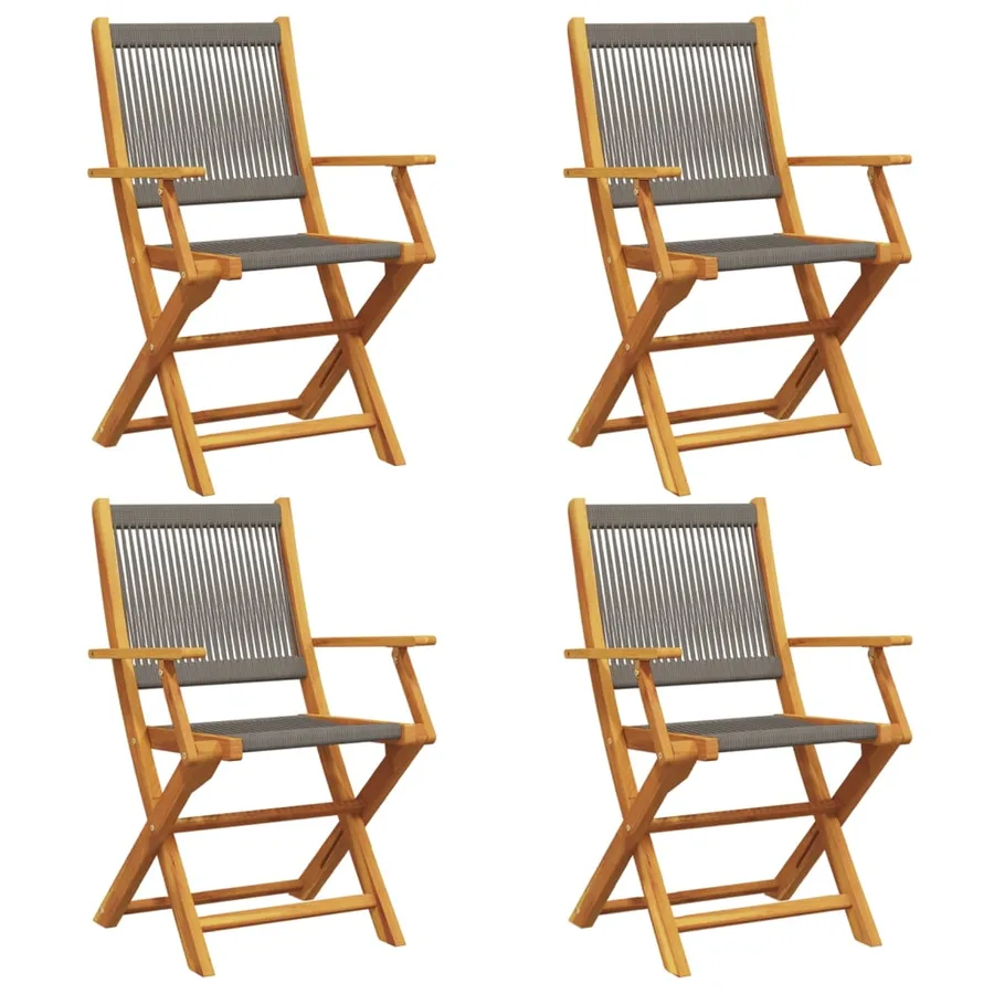 Chaises pliables de jardin 4 pcs gris bois d'acacia massif - 2