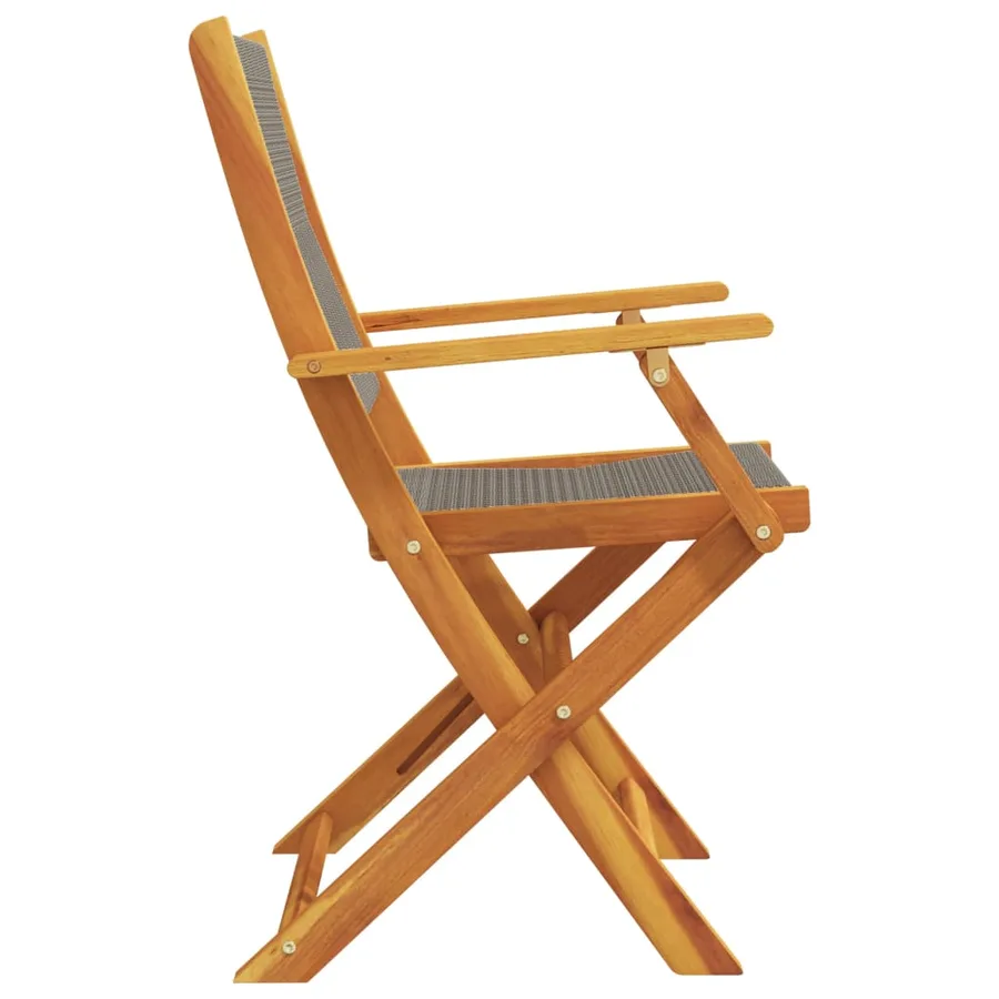 Chaises pliables de jardin 4 pcs gris bois d'acacia massif - 5