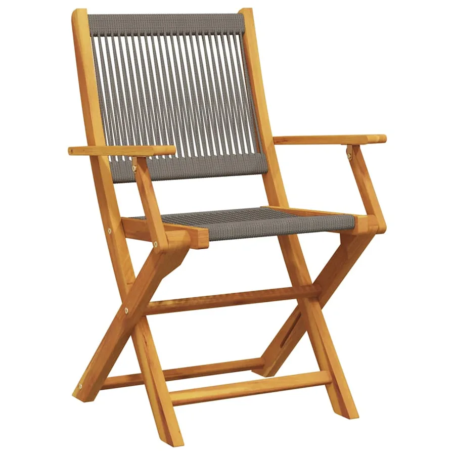Ensemble de bistro 3 pcs gris polypropylène et bois massif - 5