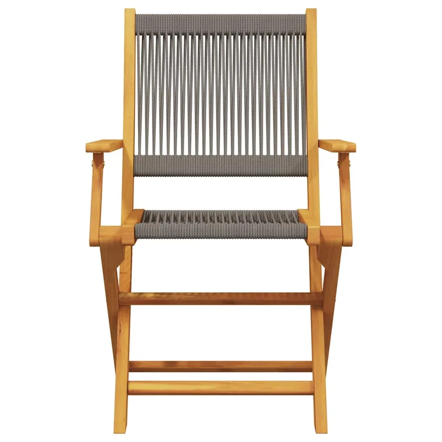Ensemble de bistro 3 pcs gris polypropylène et bois massif - 6