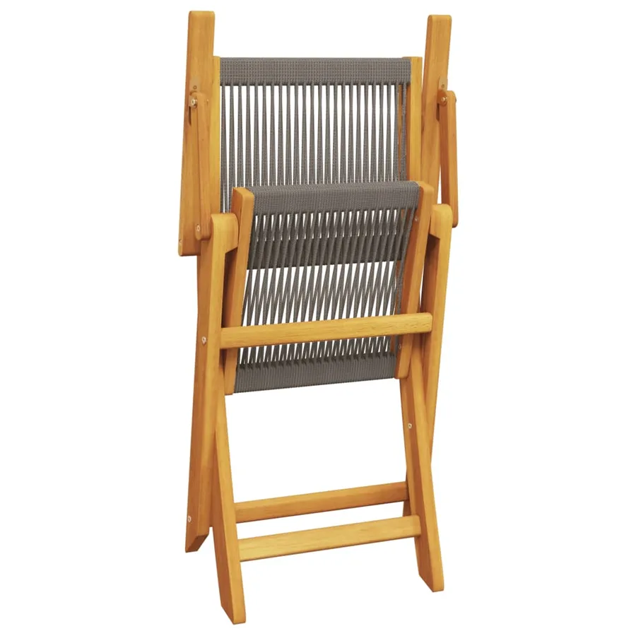 Ensemble de bistro 3 pcs gris polypropylène et bois massif - 7