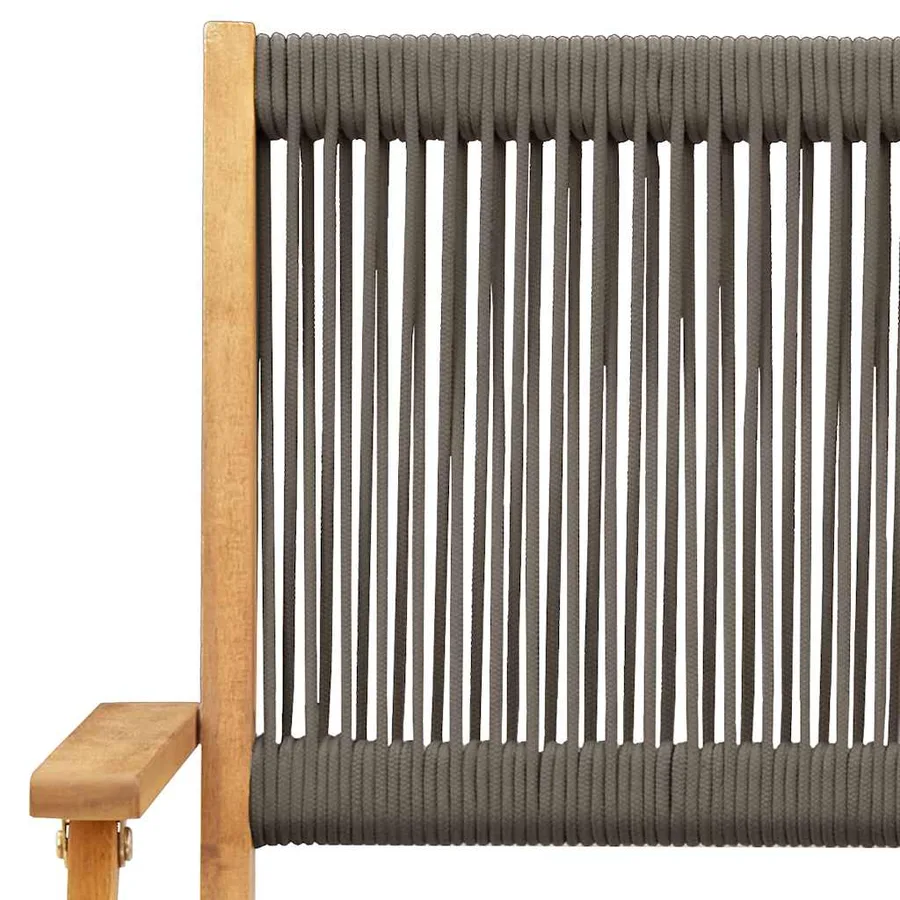 Ensemble de bistro 3 pcs gris polypropylène et bois massif - 9