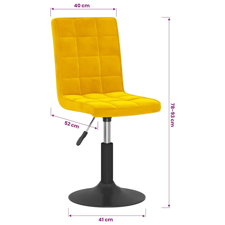 Chaises pivotantes à manger lot de 2 jaune moutarde velours - 10