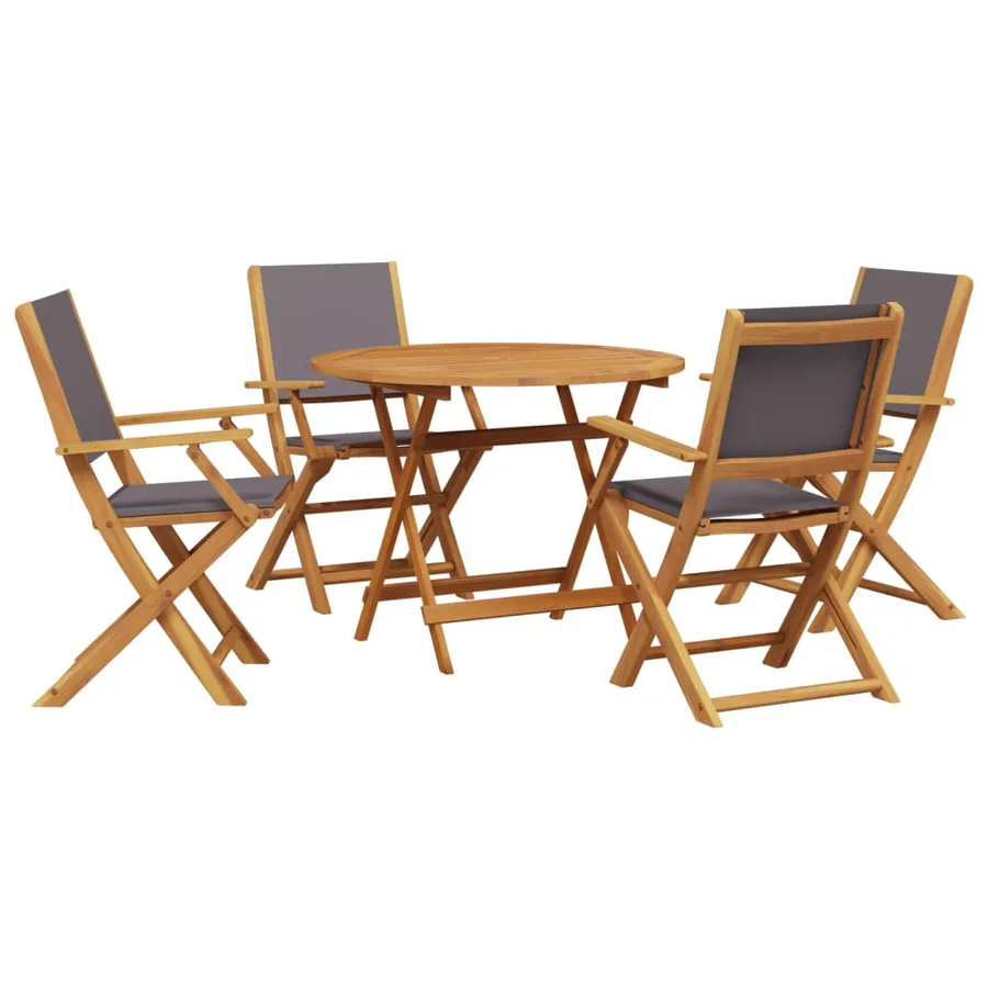 Ensemble à manger de jardin 5 pcs anthracite tissu bois massif - 2