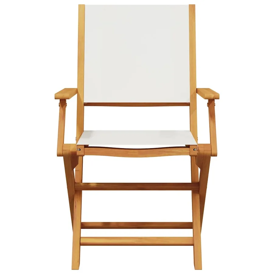 Ensemble à manger de jardin 7 pcs blanc crème tissu bois massif - 4