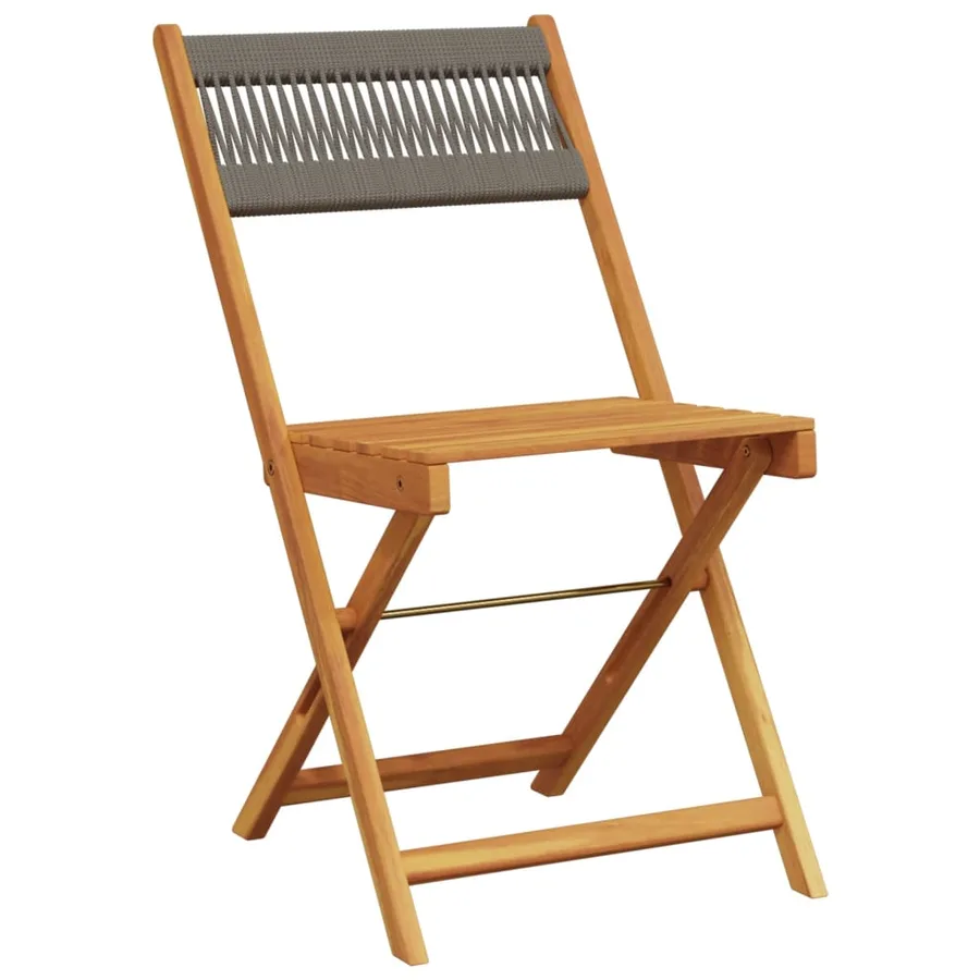 Ensemble de bistro 3 pcs gris polypropylène et bois massif - 3