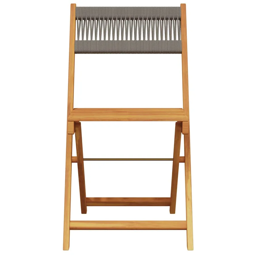 Ensemble de bistro 3 pcs gris polypropylène et bois massif - 4