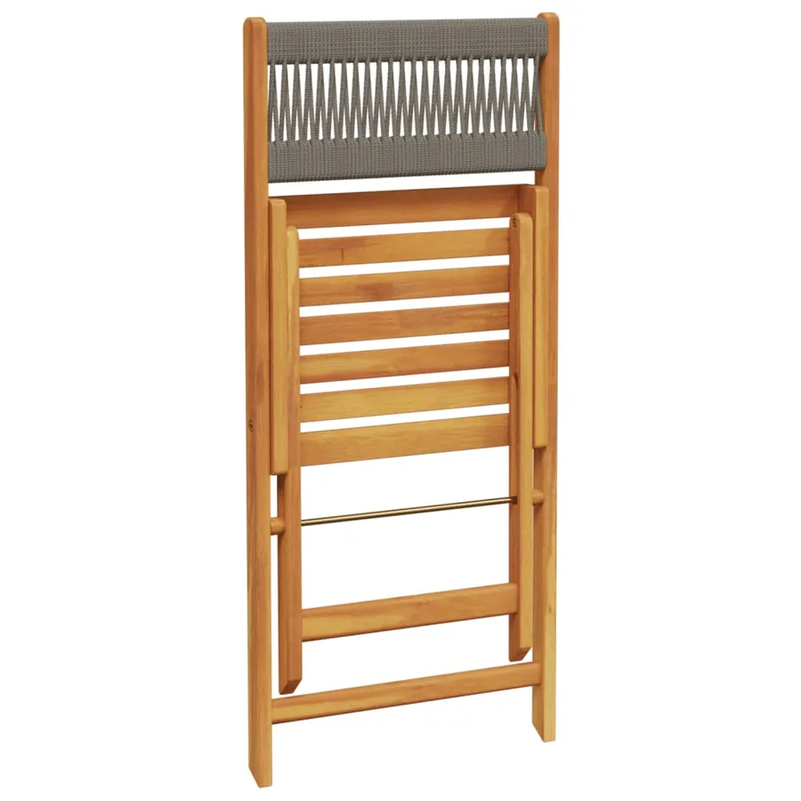 Ensemble de bistro 3 pcs gris polypropylène et bois massif - 7