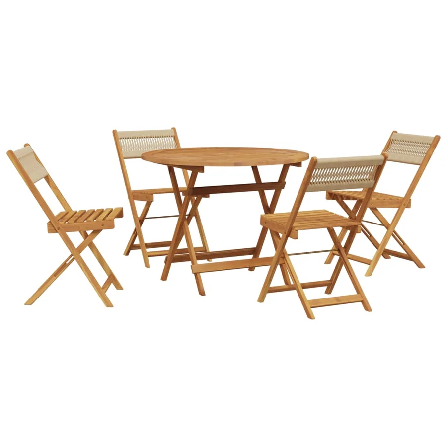 Ensemble à manger de jardin 5pcs beige polypropylène et bois - 2