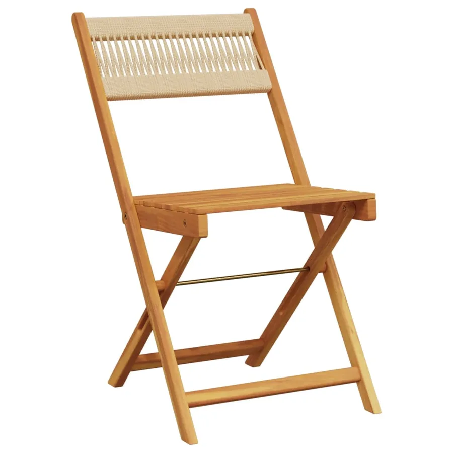 Ensemble à manger de jardin 5pcs beige polypropylène et bois - 3