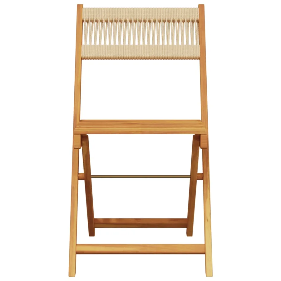 Ensemble de bistro 3 pcs beige polypropylène et bois massif - 4