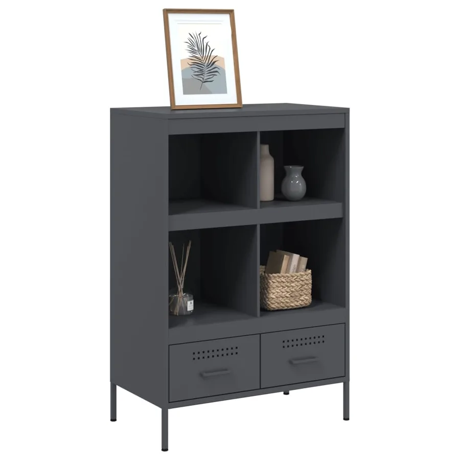 Buffet haut anthracite 68x39x101,5 cm acier - 4