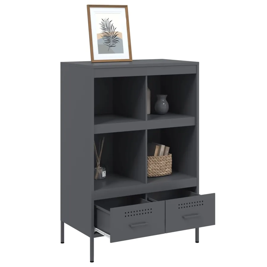 Buffet haut anthracite 68x39x101,5 cm acier - 5