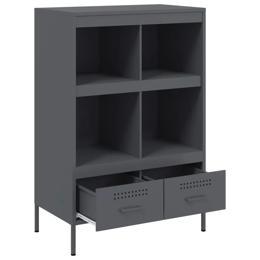 Buffet haut anthracite 68x39x101,5 cm acier - 9