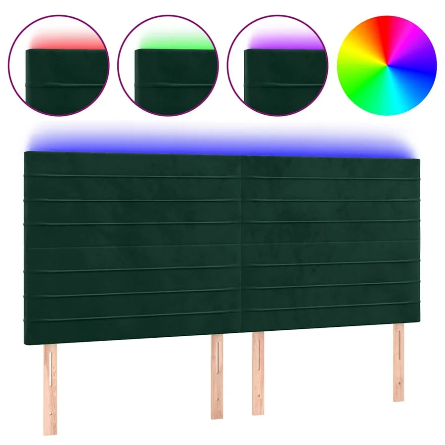 Tête de lit à LED Vert foncé 180x5x118/128 cm Velours - 2