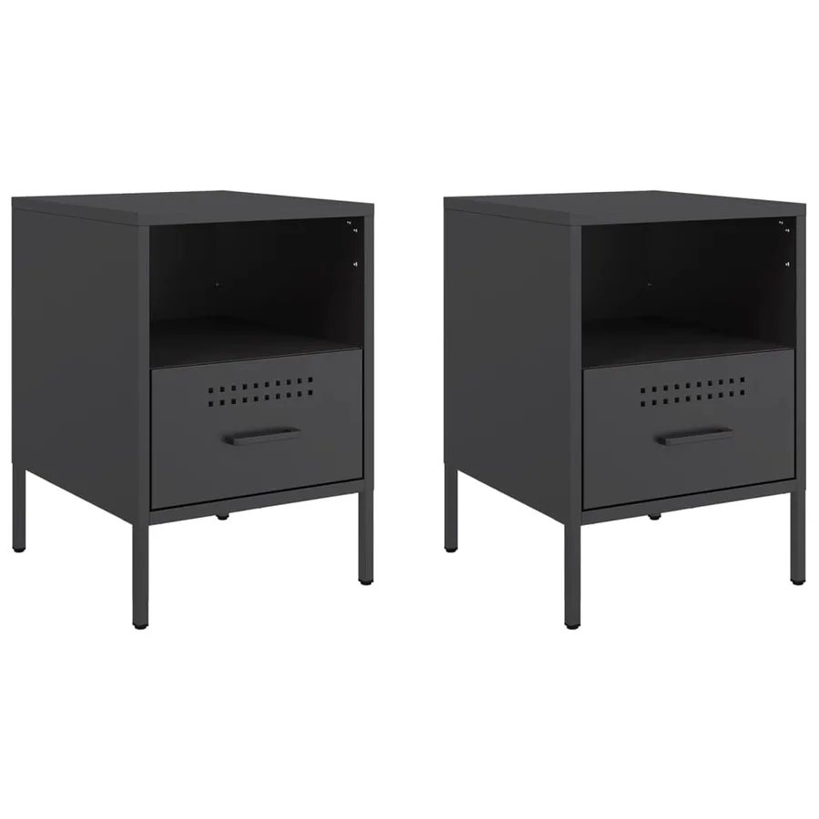 Tables de chevet 2 pcs noir 36x39x50,5 cm acier - 2