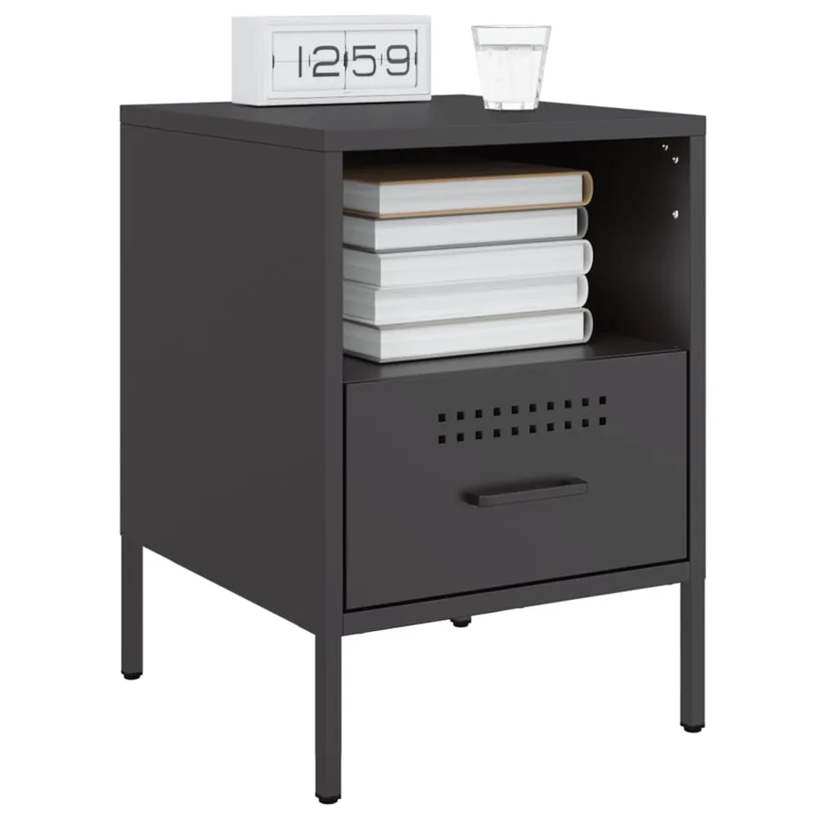 Tables de chevet 2 pcs noir 36x39x50,5 cm acier - 3