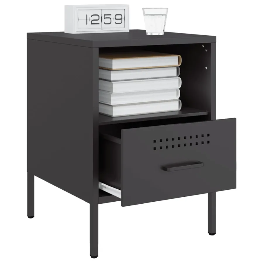 Tables de chevet 2 pcs noir 36x39x50,5 cm acier - 4