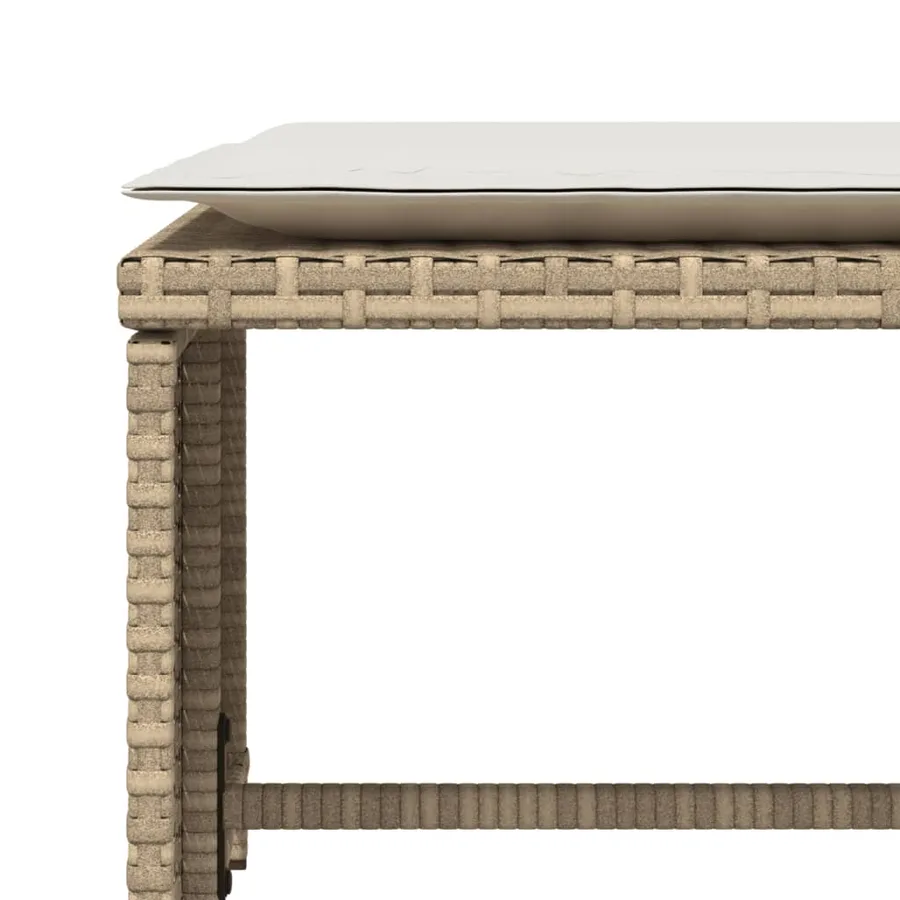 Chaise de jardin avec tabouret beige résine tressée - 10