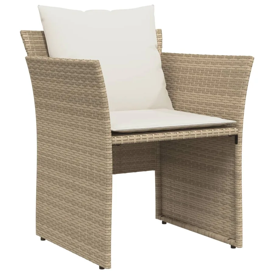 Chaise de jardin avec tabouret beige résine tressée - 4