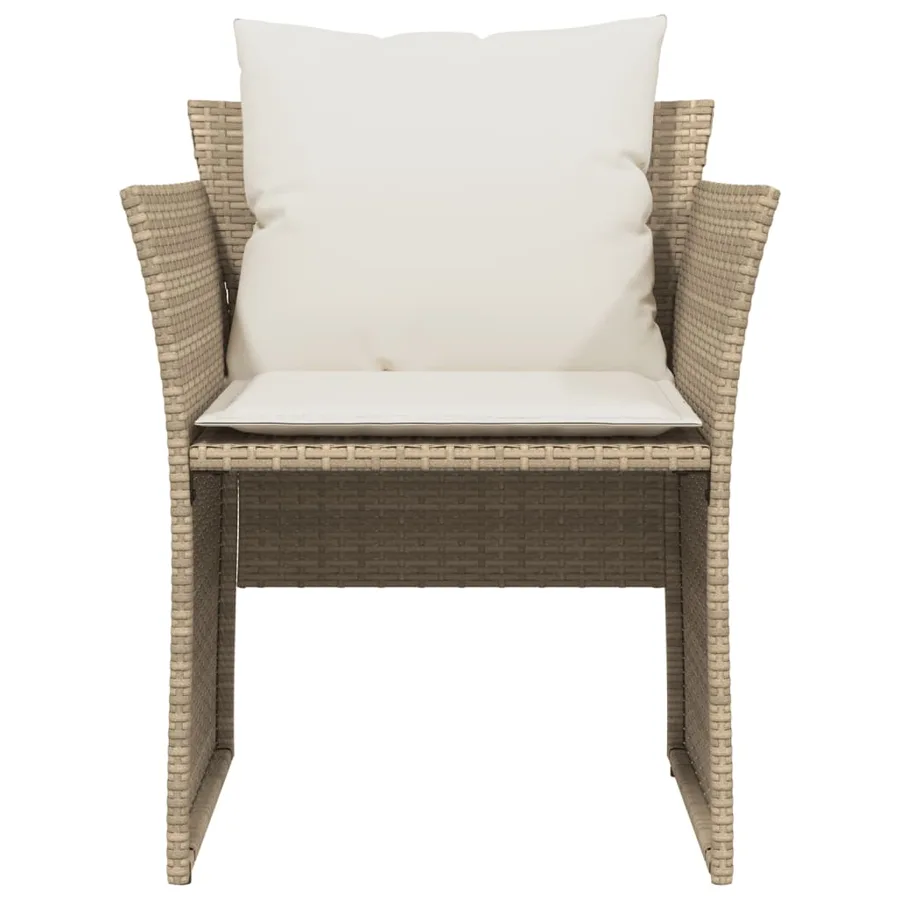 Chaise de jardin avec tabouret beige résine tressée - 5