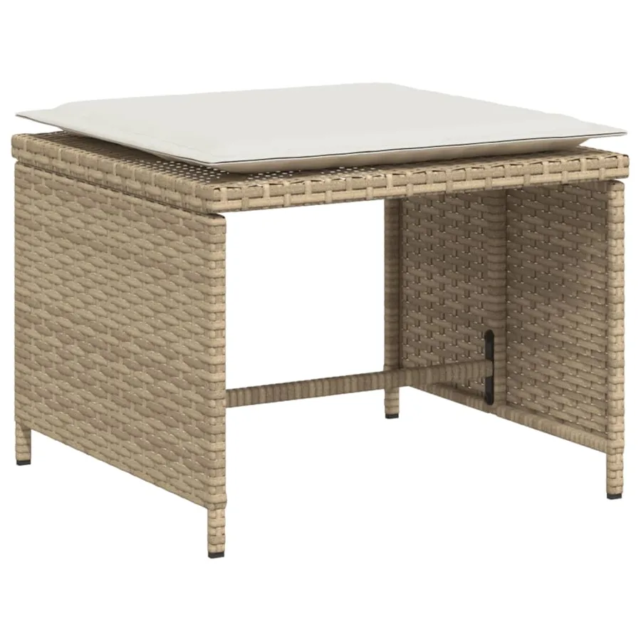 Chaise de jardin avec tabouret beige résine tressée - 6