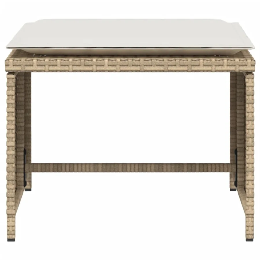 Chaise de jardin avec tabouret beige résine tressée - 7