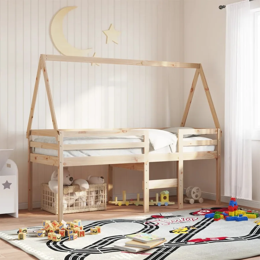 Lit haut sans matelas 80x200 cm bois de pin massif