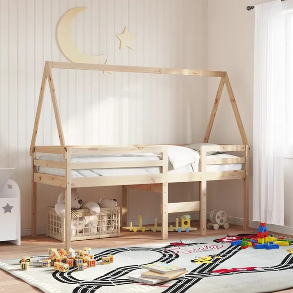 Lit haut sans matelas 80x200 cm bois de pin massif