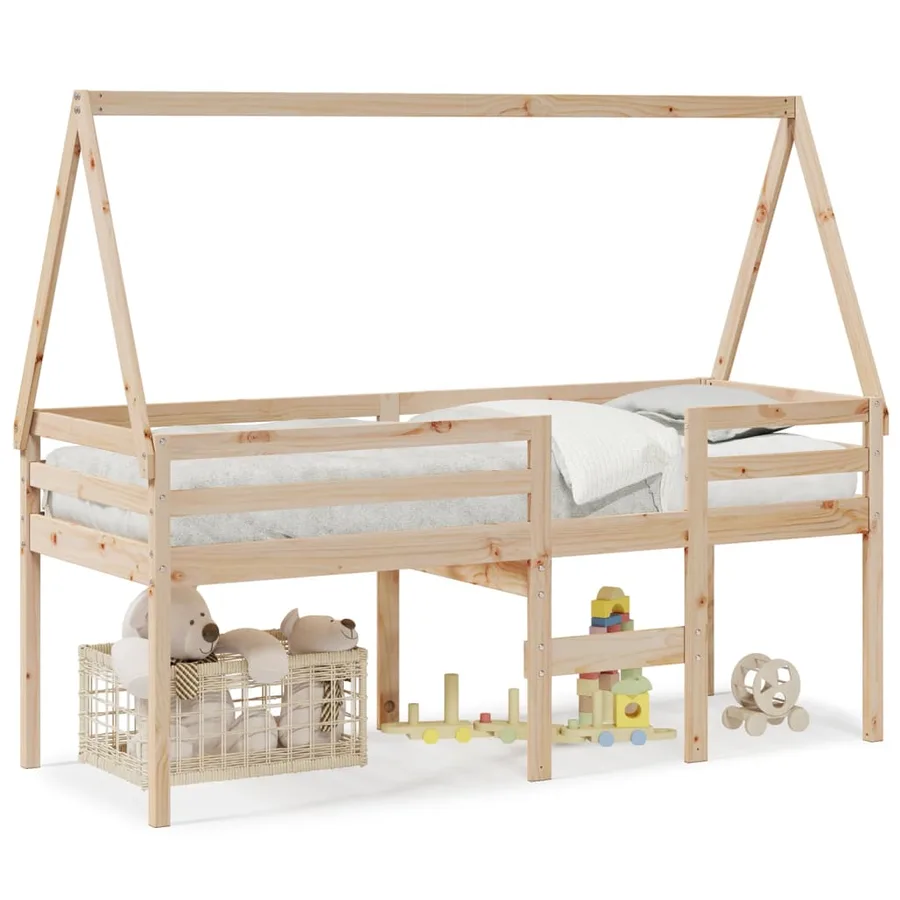 Lit haut sans matelas 80x200 cm bois de pin massif - 2