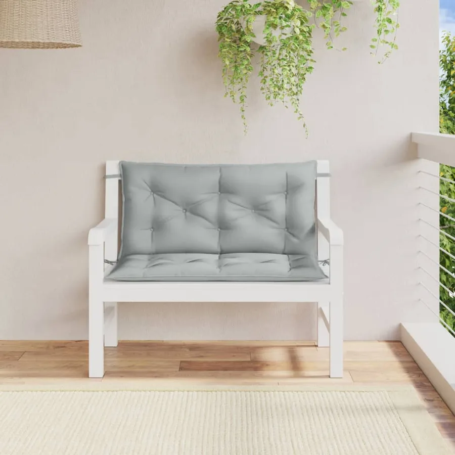 Coussins de banc de jardin lot de 2 gris clair mélangé tissu - 3